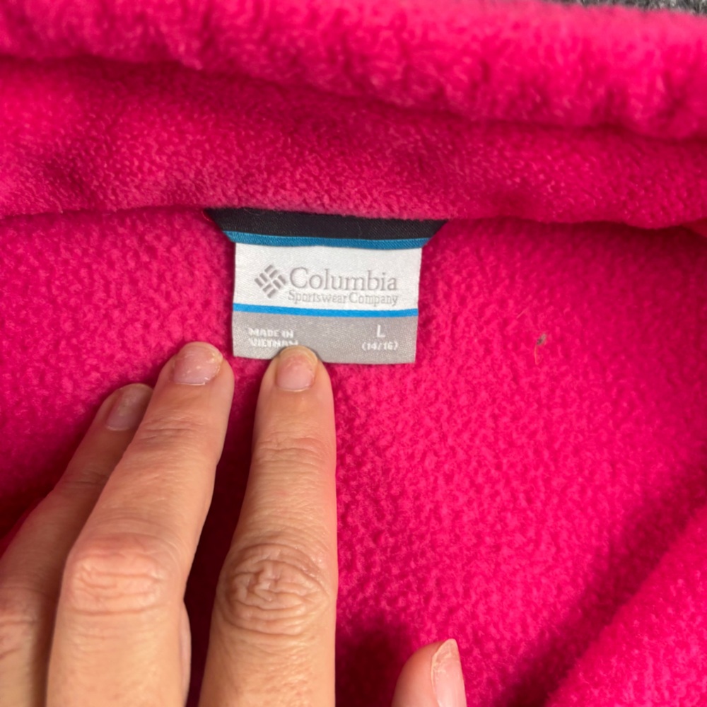 COLUMBIA Girls Hot Pink Full Zip Fleece Jacket size: Large (14/16) - Picture 5 of 5